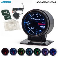 2" 52mm 7 Color LED Smoke Face Car Auto Bar Turbo Boost Gauge Meter With Sensor and Holder AD-GA52BOOSTBAR